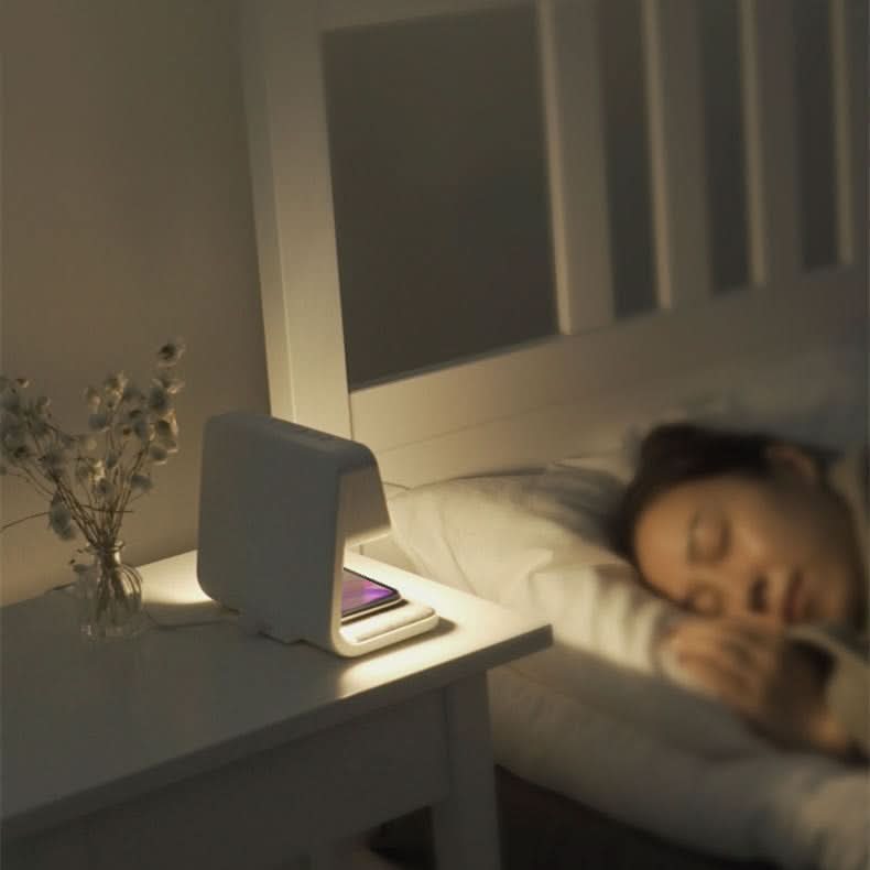 3-in-1 Bedside Lamp with LCD Alarm Clock and Wireless Charger