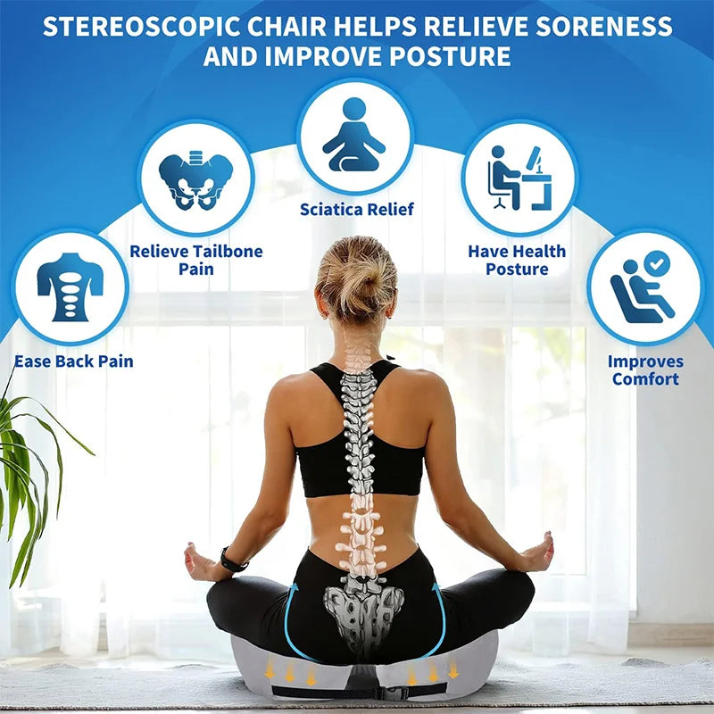 Adjustable Memory Foam Seat Cushion with Ergonomic Sit Bone Support