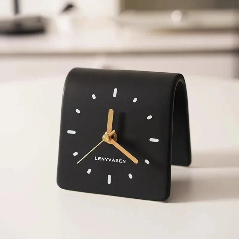 Ceramic Table Clock with Arched Case for Desk and Dresser