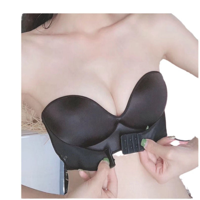 Comfortable Strapless Bra with Double Front Closure and Non-Slip Design