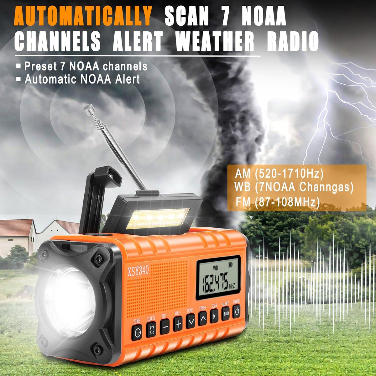 Emergency Solar Crank Radio with AM/FM, NOAA Weather Band and LED Flashlight