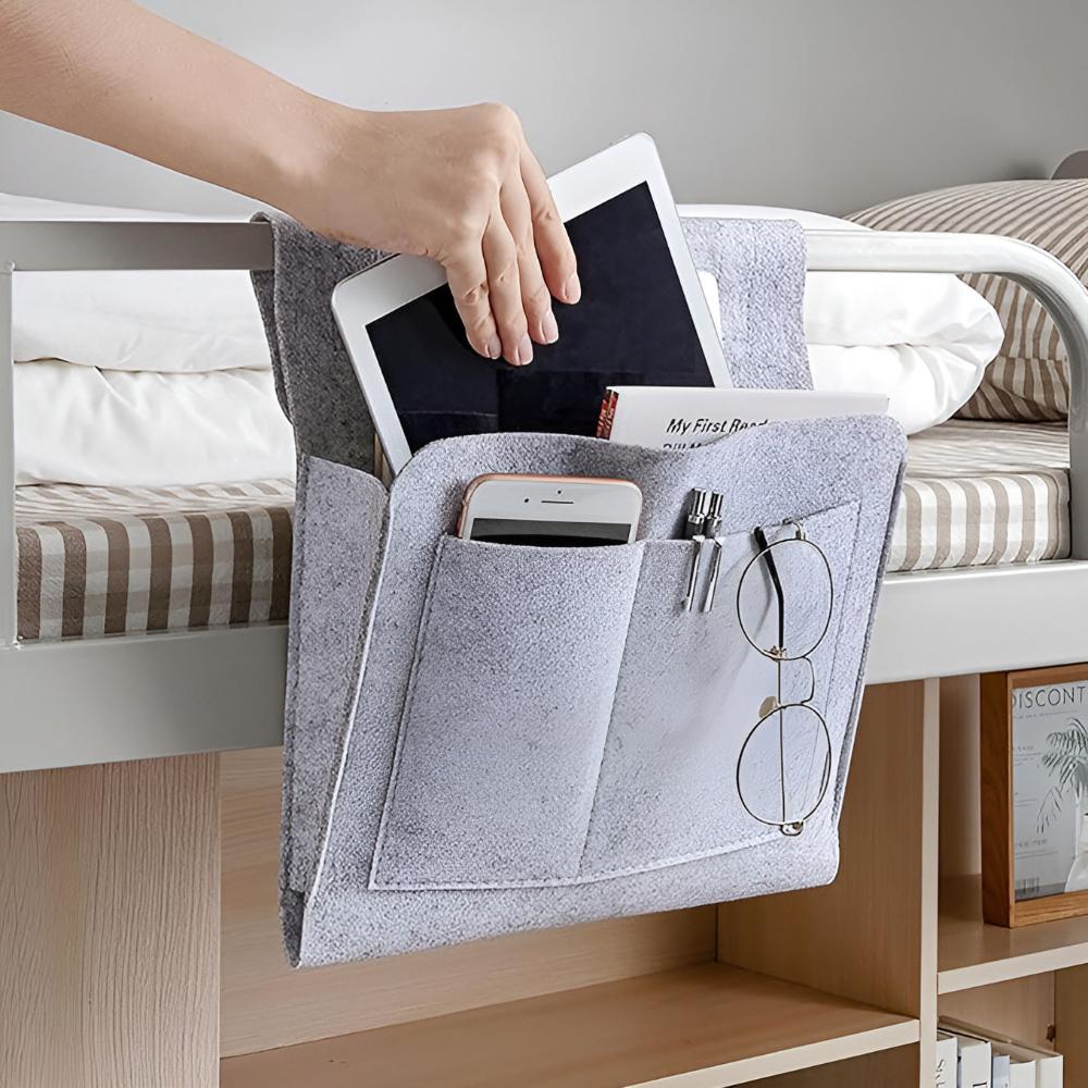 Felt Bedside Organiser β Space-Saving Storage for Bed, Sofa and Desk