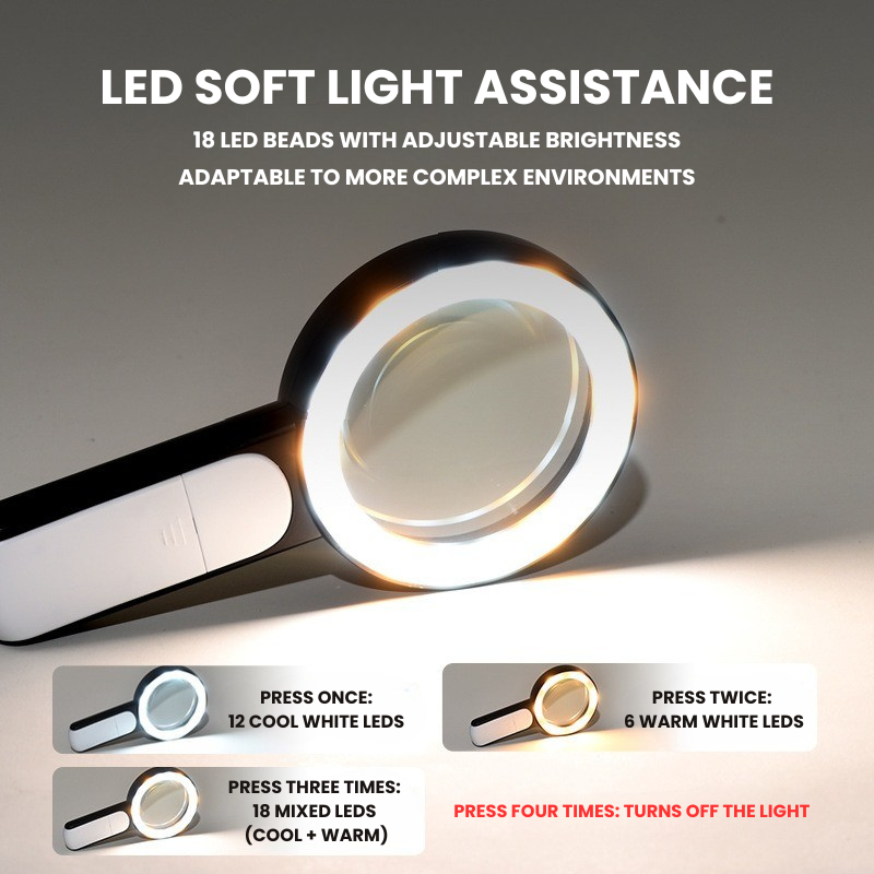 Handheld Optical Magnifier with 30X Magnification for Reading Small Text