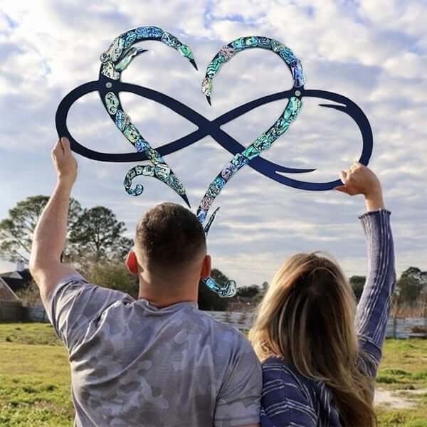 Infinity Heart Iron Wall Decoration with Mother of Pearl