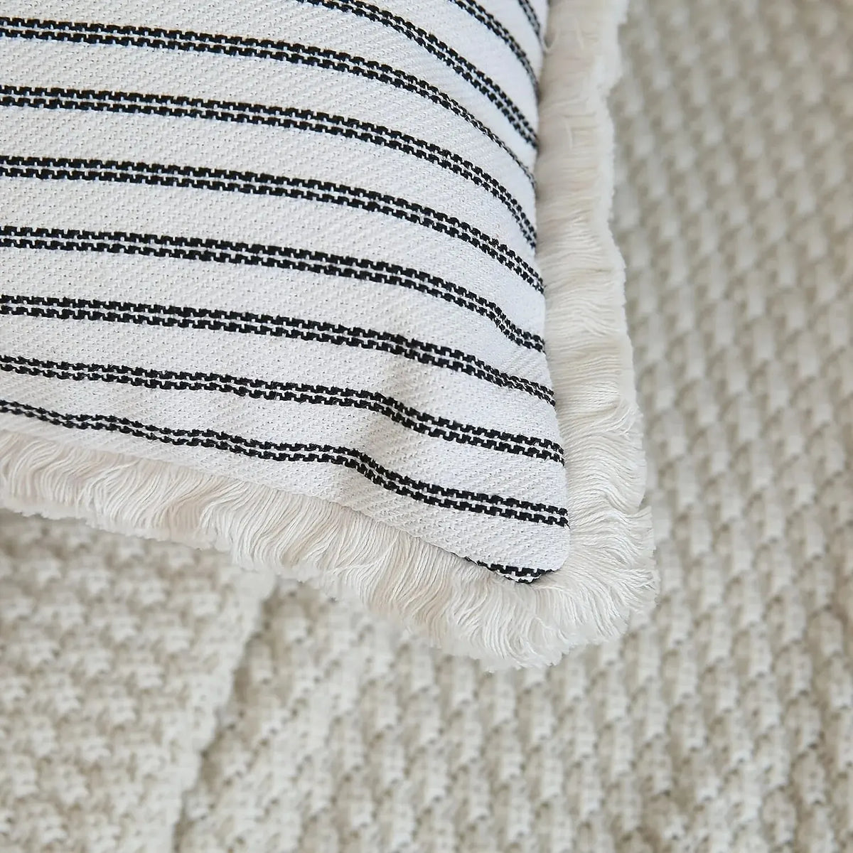 Jacquard Cushion Covers with Elegant White Frill