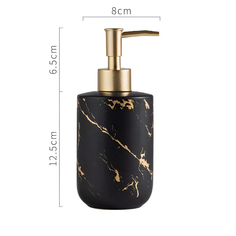 Marble Look Soap Dispenser β Ceramic Bathroom and Kitchen Dispenser with Gold-Tone Pump