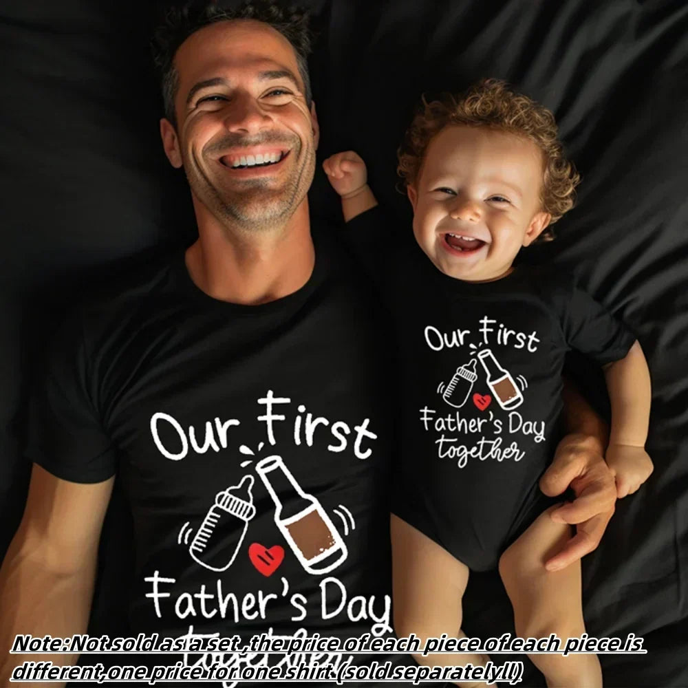 Matching First Father's Day Dad and Baby Outfits for Coordinated Family Photos