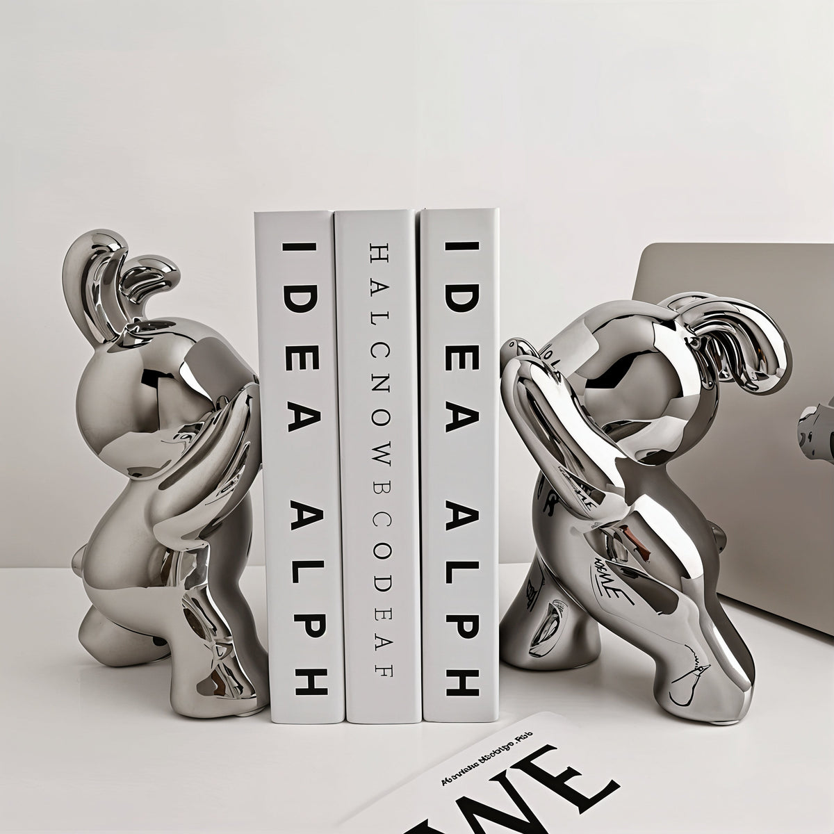 Modern Rabbit Bookends with Stylish Finish
