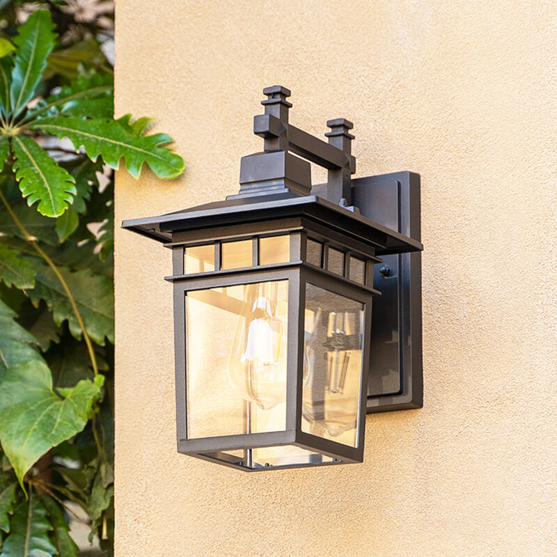 Outdoor Aluminium Lantern Wall Light with E27 Bulb Base