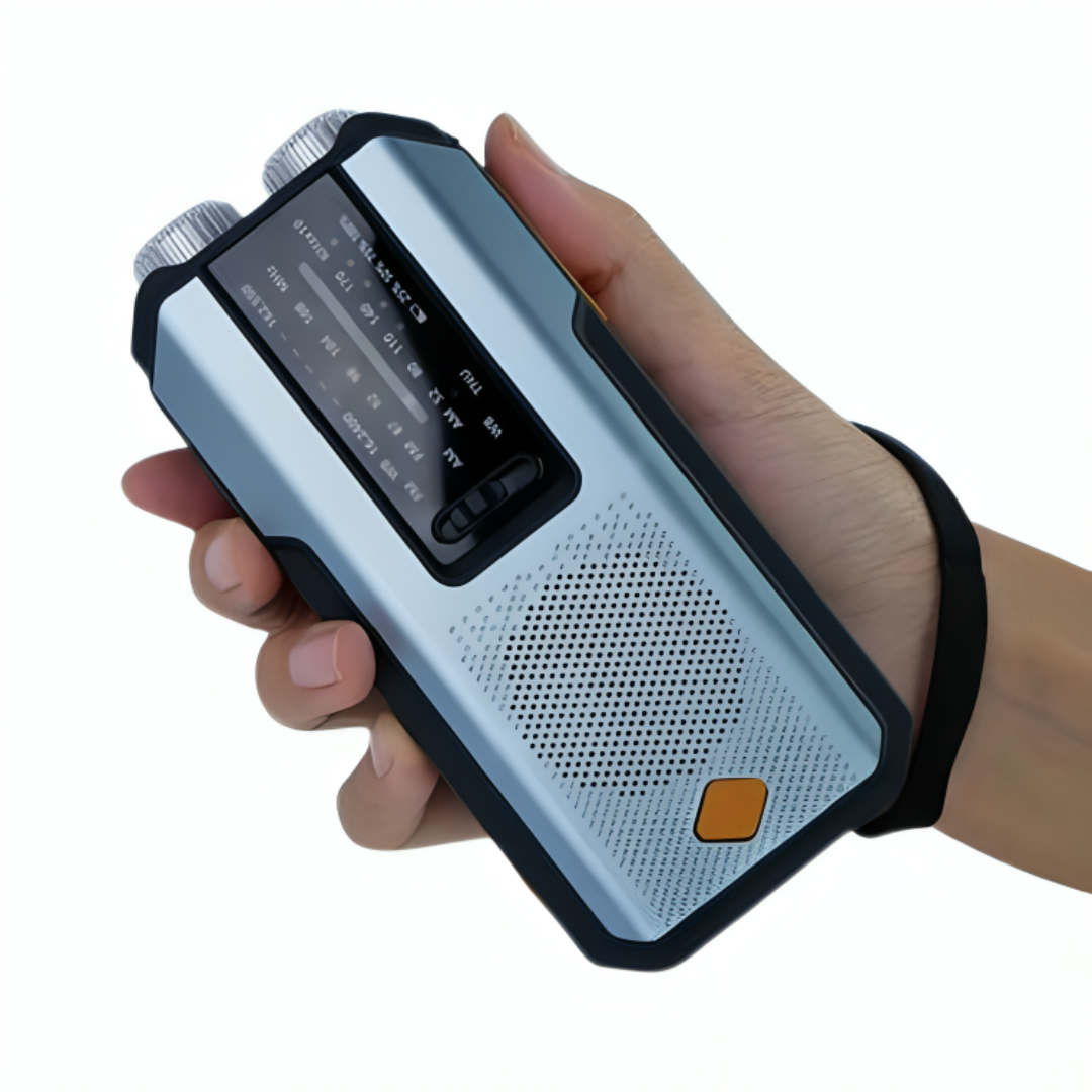 Portable Emergency Hand Crank Radio with Solar Charging LED Flashlight