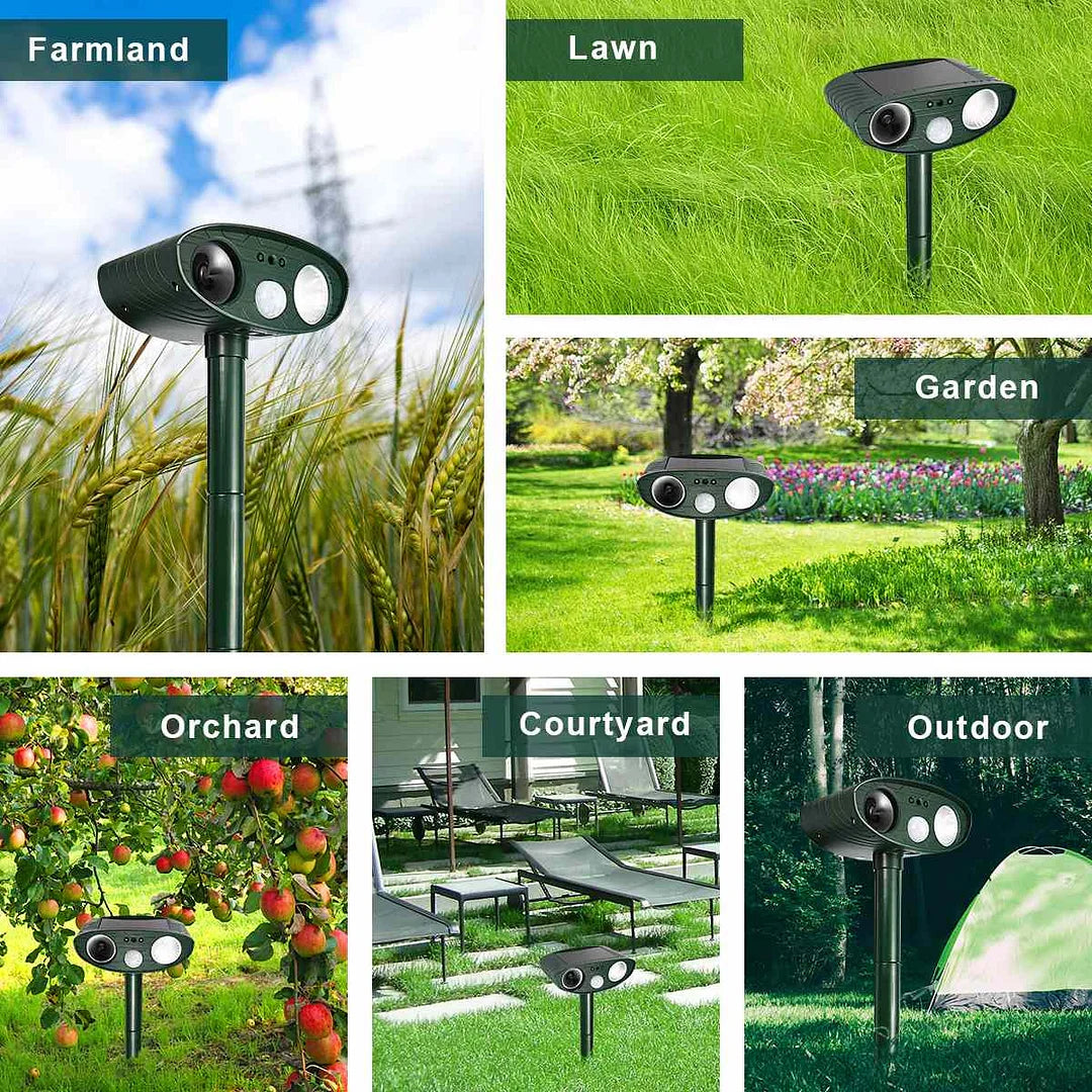 Solar Powered Ultrasonic Deer Repeller 4 Pack with Motion Detection