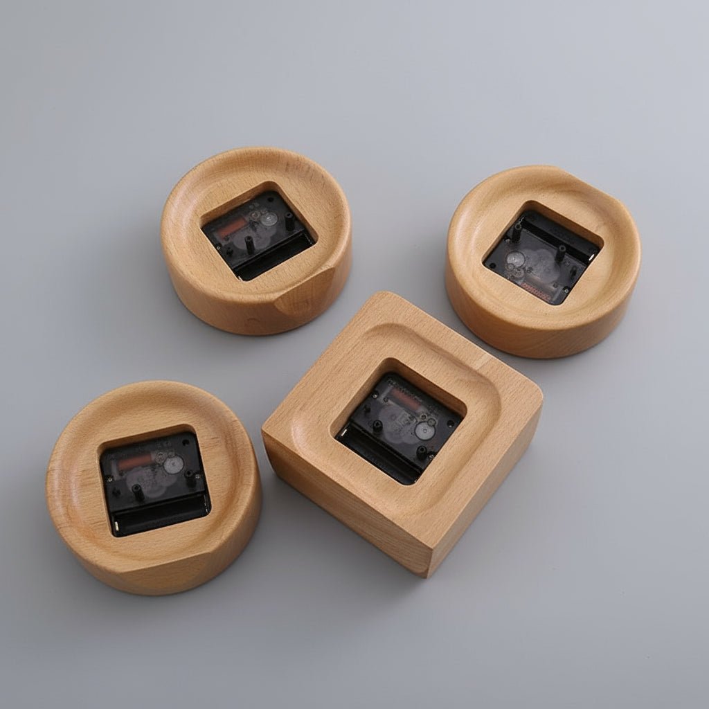 Solid Beech Wood Alarm Clock with Analogue Display and Silent Movement