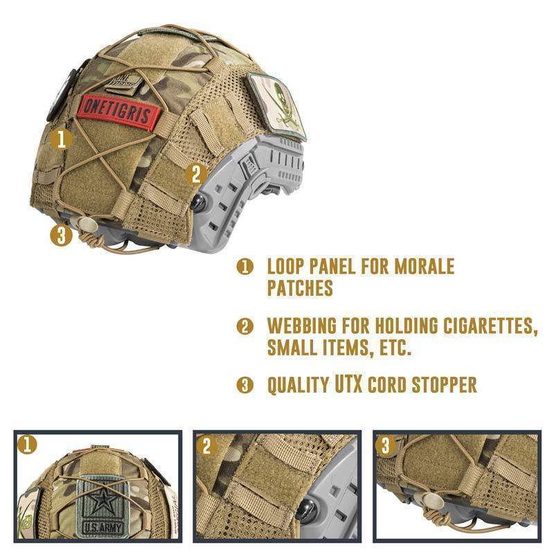 Tactical Helmet Cover with MOLLE and Hook-and-Loop Attachment System