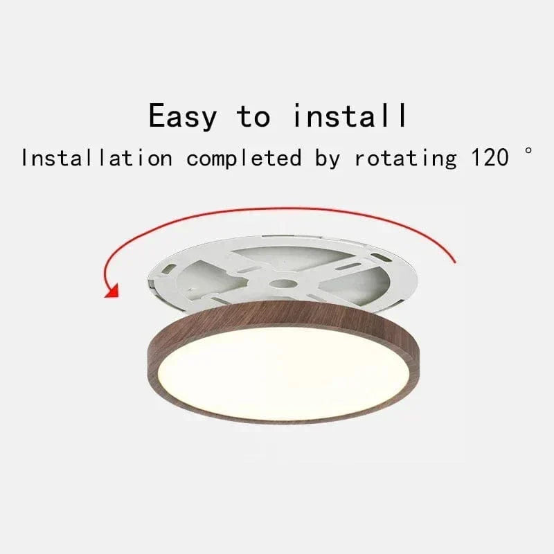 Ultrathin Circular Wooden LED Ceiling Light with 3-Colour Lighting