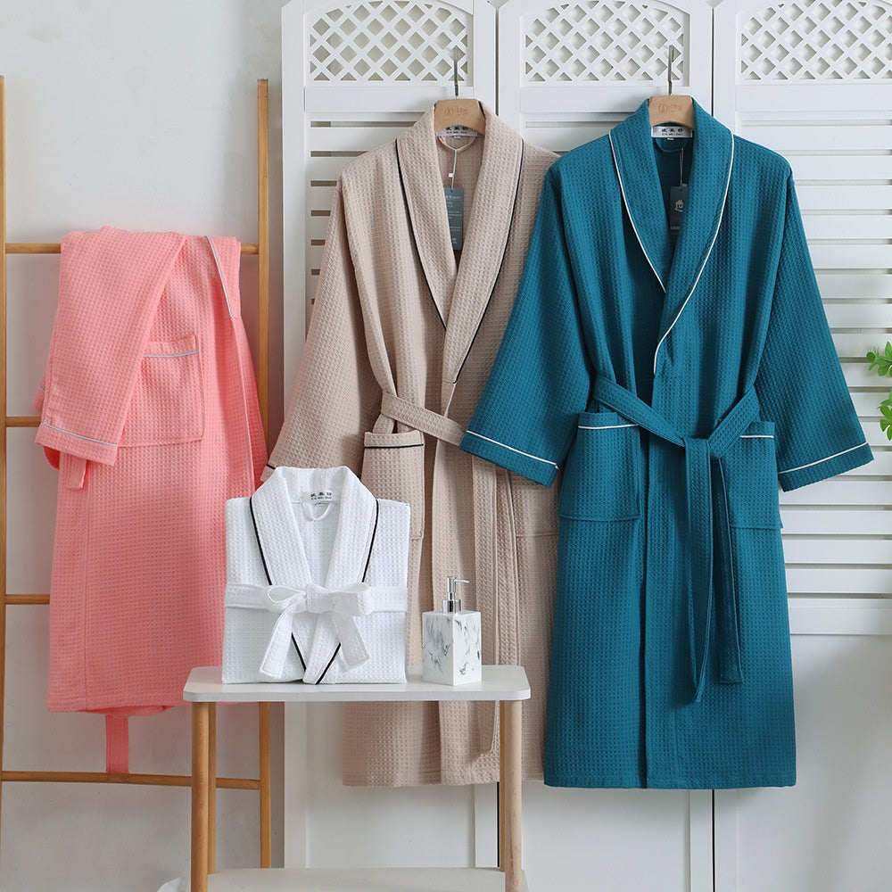 Waffle Weave Cotton Bathrobe with Soft, Breathable Comfort