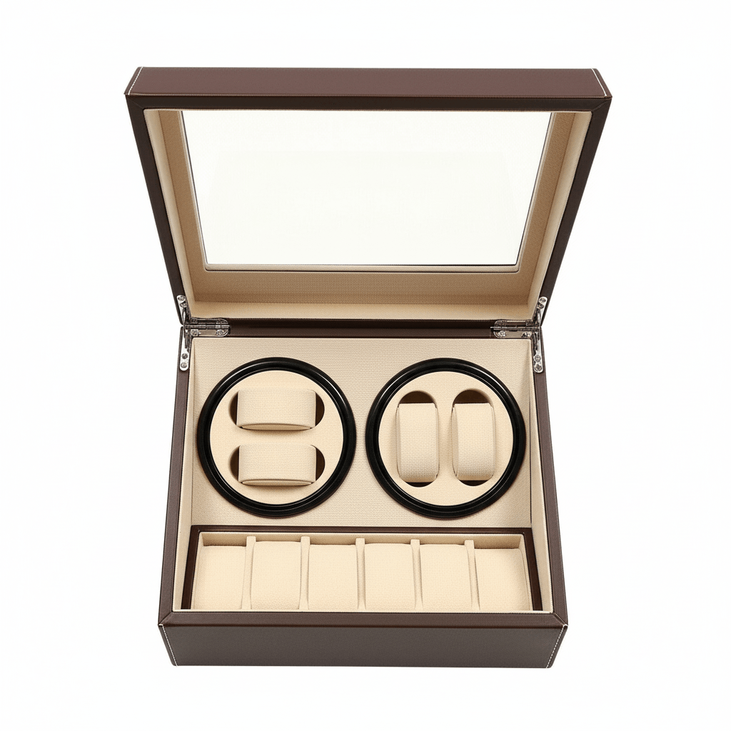 Werlona β Automatic Watch Winder Display Box with 4 Winding Slots and 6 Storage Slots