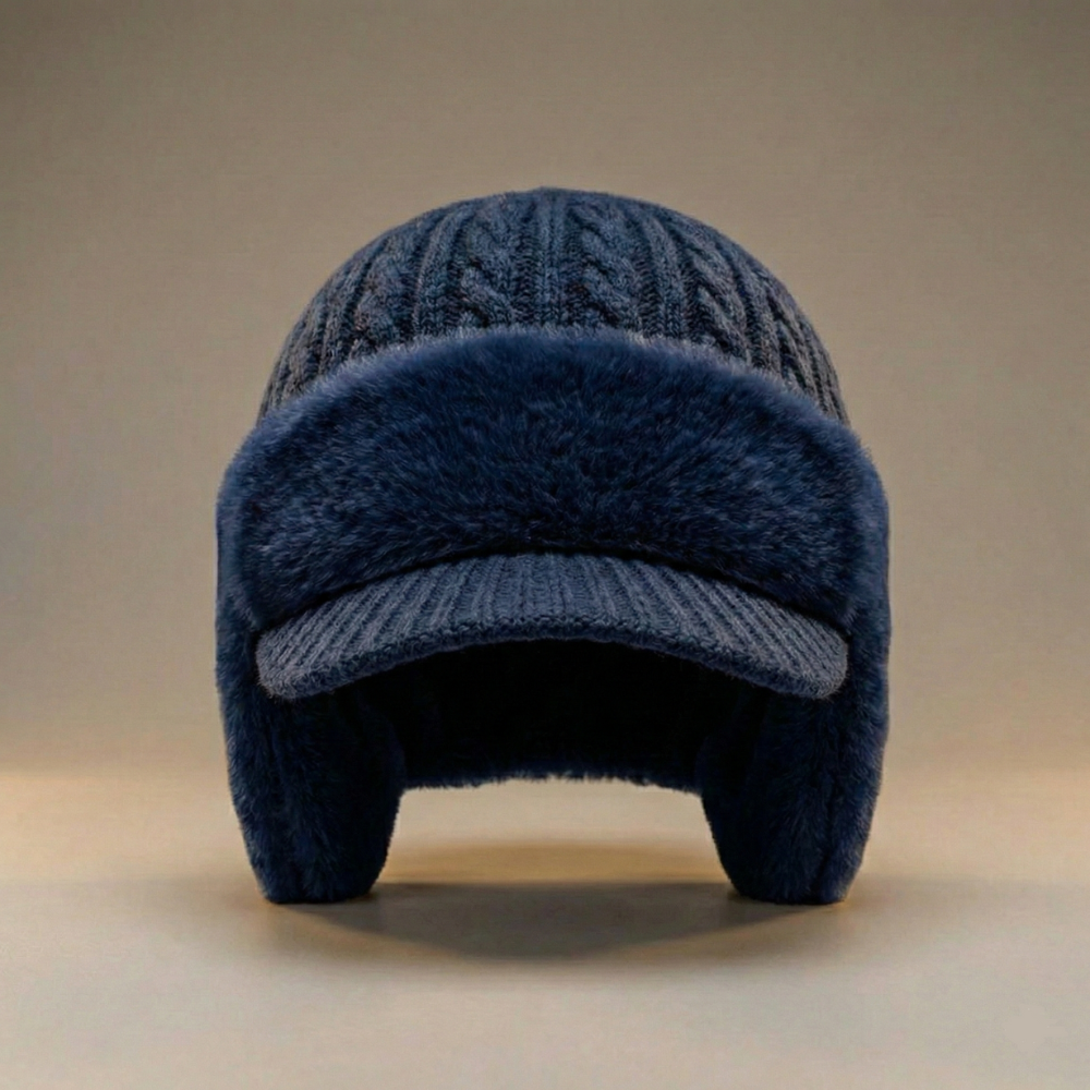 Winter Knit Trapper Hat Ear Flap Cap Visor Lightweight Cold Weather Outdoor Wear