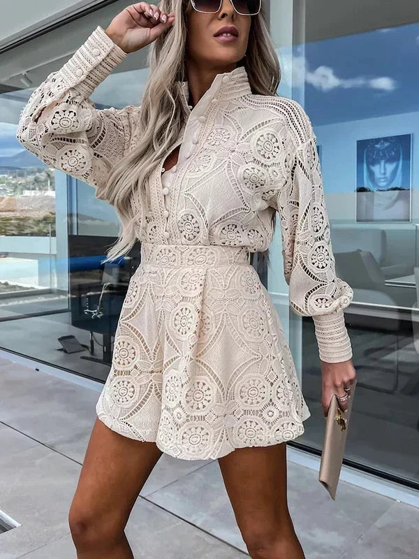 Women's Ibiza Two-Piece Summer Set with Boho Cutout Details