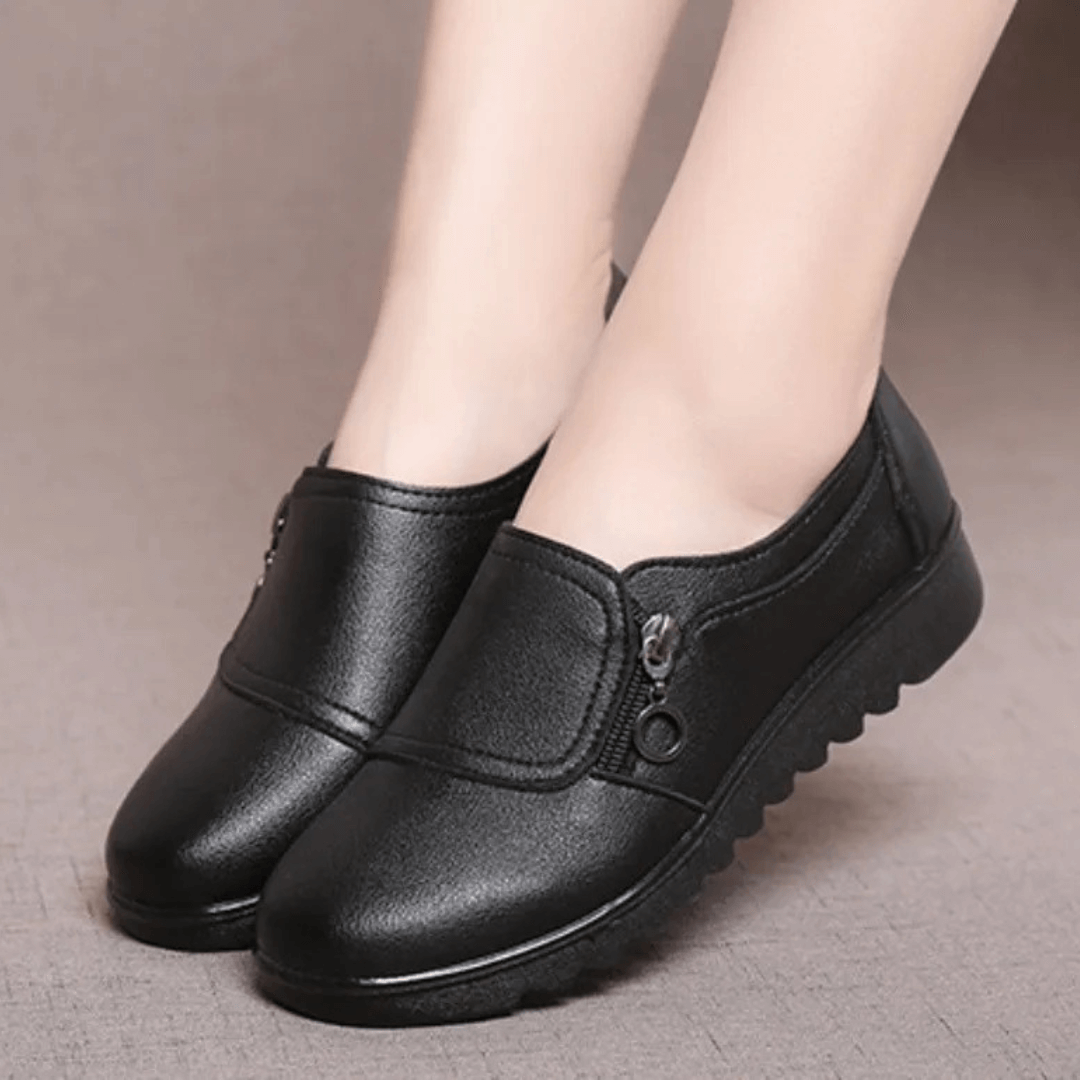 Women's Orthopedic Slip-On Shoes with Zipper Closure and Non-Slip Sole