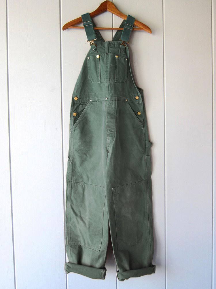 Women's Retro Utility Overalls with Adjustable Straps and Reinforced Knees