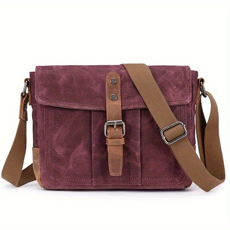 Retro Canvas Travel Shoulder Bag with Adjustable Strap Secure Zip Closure Everyday Carry