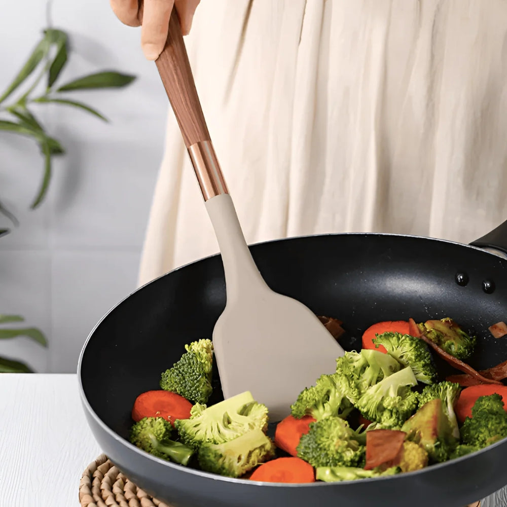 10-Piece Silicone Kitchen Utensil Set – Heat-Resistant Tools with Ergonomic Handles