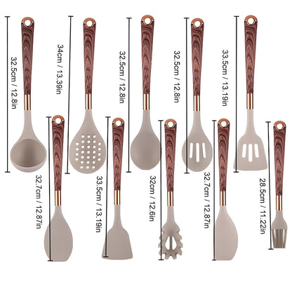 10-Piece Silicone Kitchen Utensil Set – Heat-Resistant Tools with Ergonomic Handles