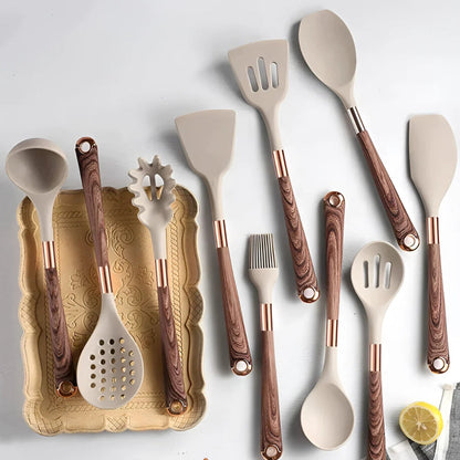 10-Piece Silicone Kitchen Utensil Set – Heat-Resistant Tools with Ergonomic Handles