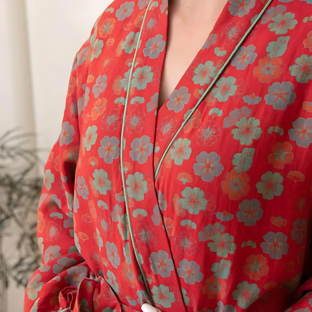 100% Cotton Jacquard Bathrobe with Adjustable Waist Belt