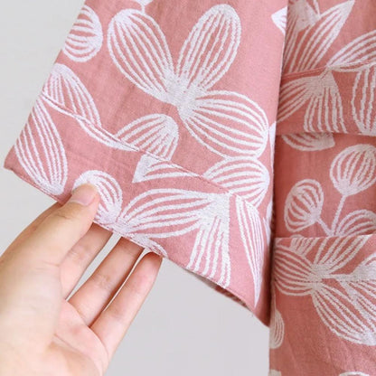 100% Cotton Kimono Bathrobe with Relaxed Fit and Lightweight Feel