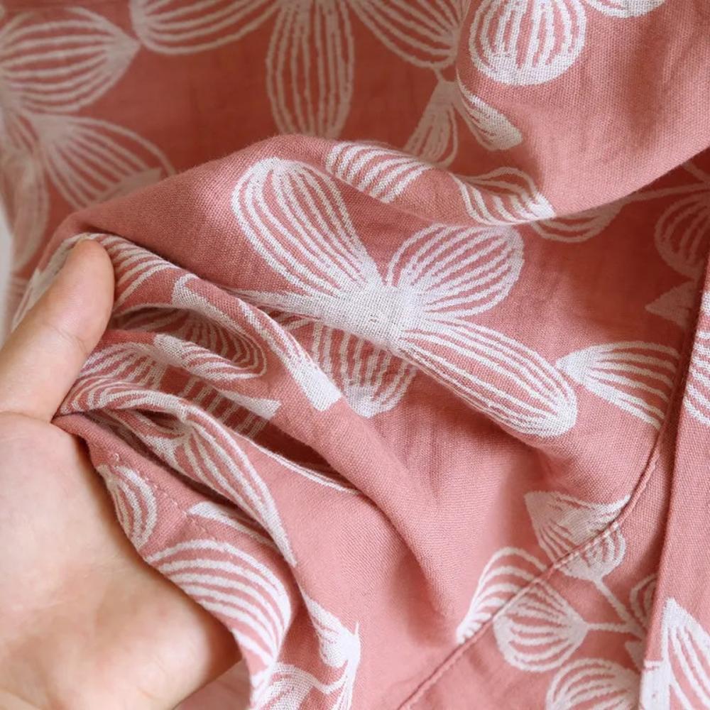 100% Cotton Kimono Bathrobe with Relaxed Fit and Lightweight Feel