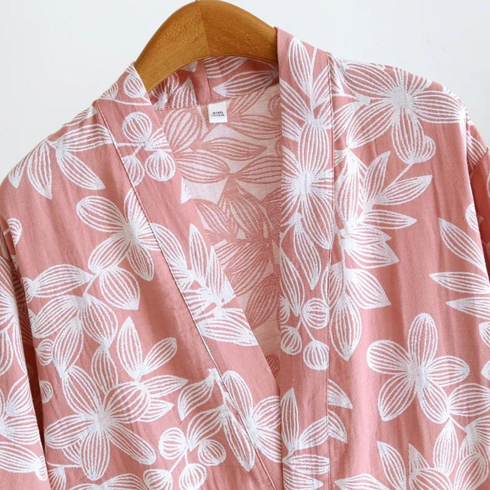 100% Cotton Kimono Bathrobe with Relaxed Fit and Lightweight Feel