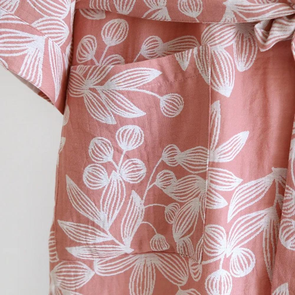100% Cotton Kimono Bathrobe with Relaxed Fit and Lightweight Feel
