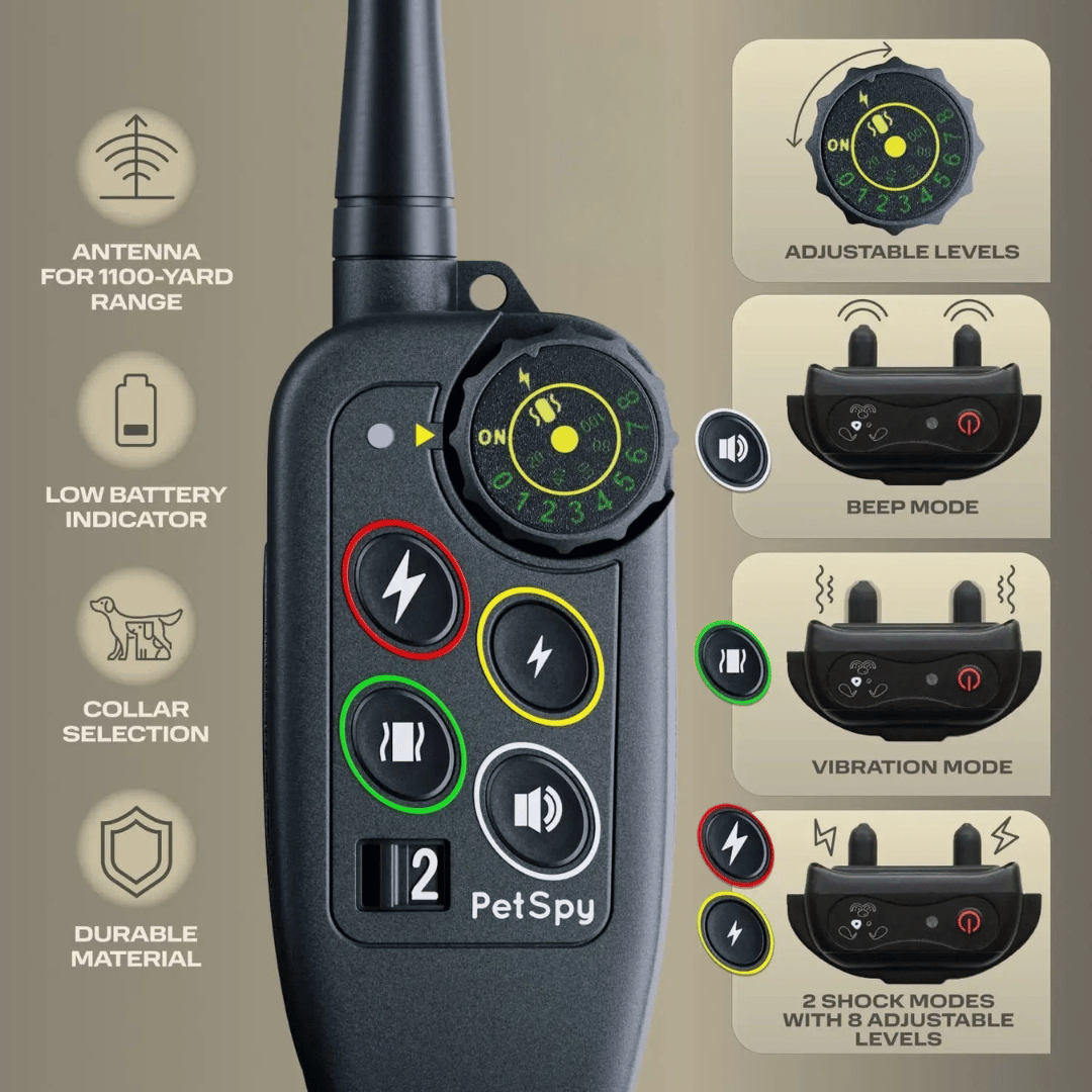 1000m Waterproof Dog Training Collar with Remote, Beep, Vibration and Stimulation Modes