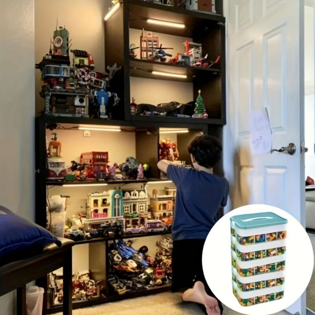 Stackable Storage Organizer Box with Lid for Toys Snacks Crafts and Everyday Essentials