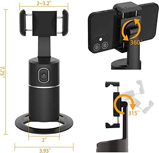 Smart Auto Tracking Tripod Phone Holder with 360 Degree Face Tracking Built In Stabilizer