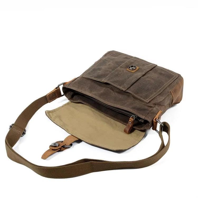 Retro Canvas Travel Shoulder Bag with Adjustable Strap Secure Zip Closure Everyday Carry