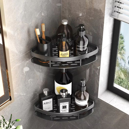 2-Tier Aluminium Corner Shower Shelf with Adhesive Mounting