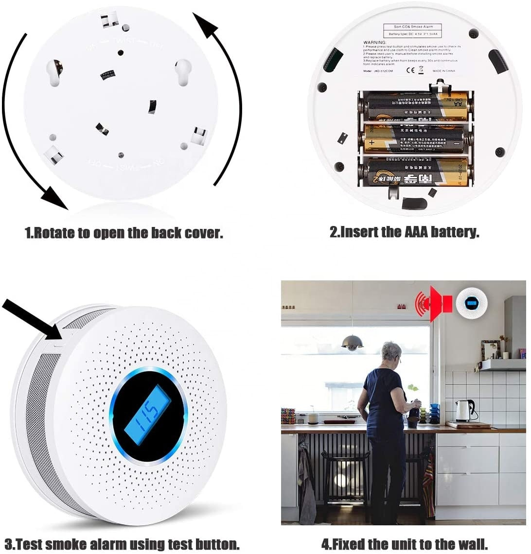 2-in-1 Smoke and Carbon Monoxide Detector with 85 dB Alarm