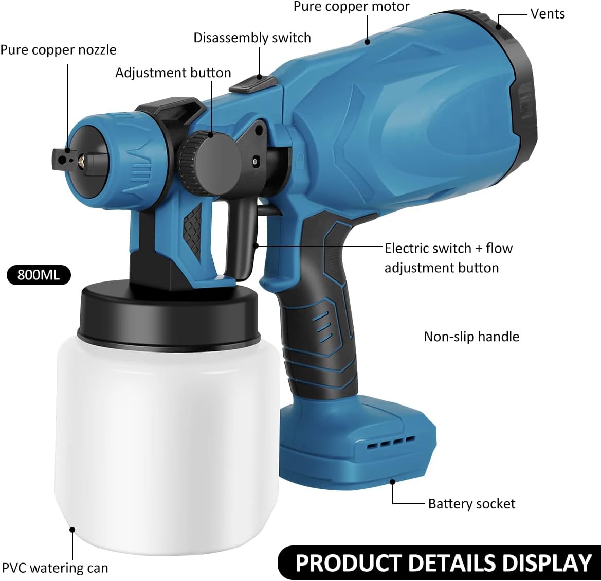 21V Cordless Paint Sprayer with Adjustable Flow and Twin Batteries