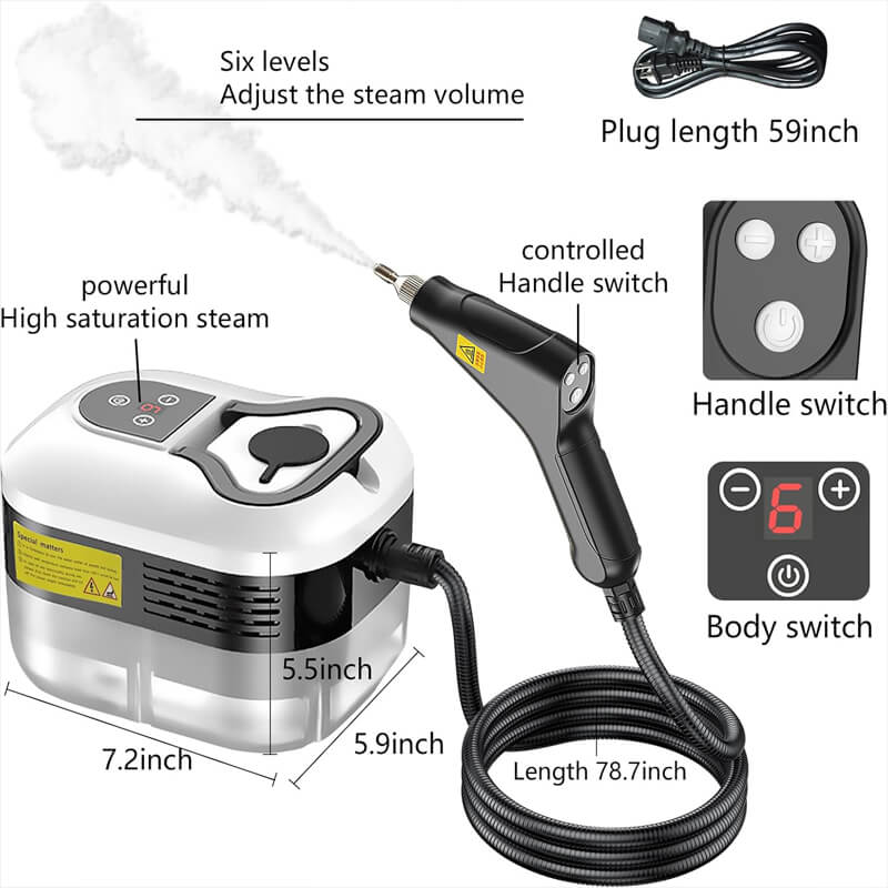 2500W High Pressure Steam Cleaner with 4 Nozzles for Multi-Surface Cleaning