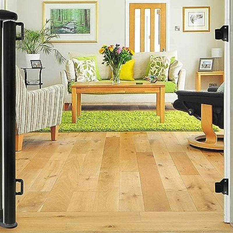 Retractable Baby Pet Safety Gate Adjustable Mesh Barrier One Hand Indoor Outdoor
