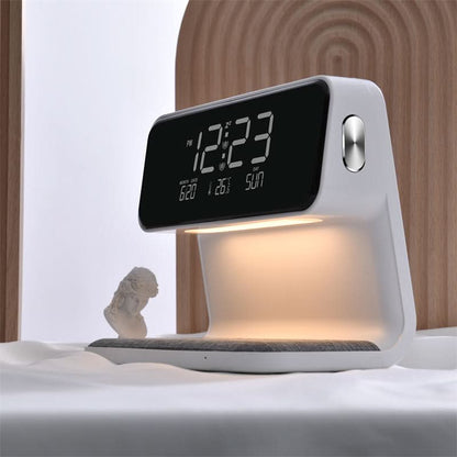 3-in-1 Bedside Lamp with LCD Alarm Clock and Wireless Charger
