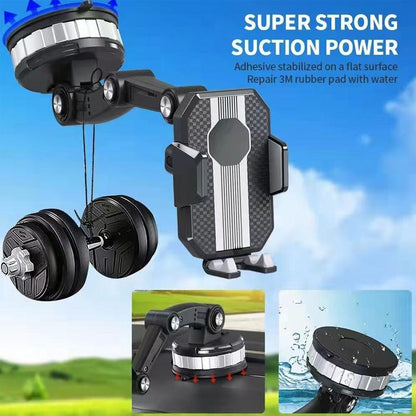 360° Adjustable Suction Phone Holder with Telescopic Arm and One-Hand Lock