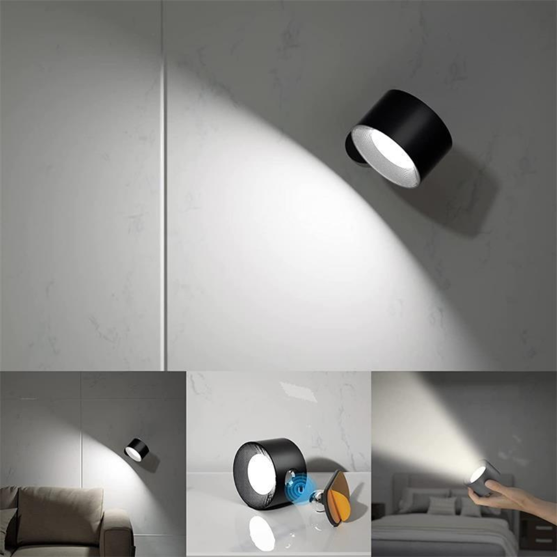 360° Wireless Wall Lamp with USB Charging and Touch Brightness Control