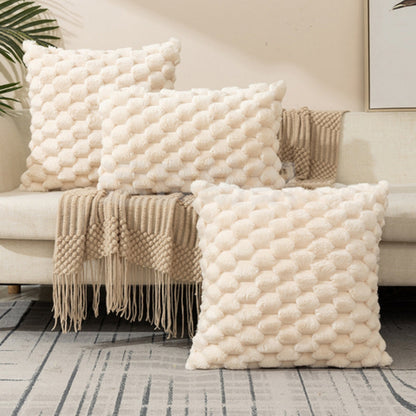 3D Textured Cushion Cover – Soft Cotton and Polyester Pillowcase with Zip Closure