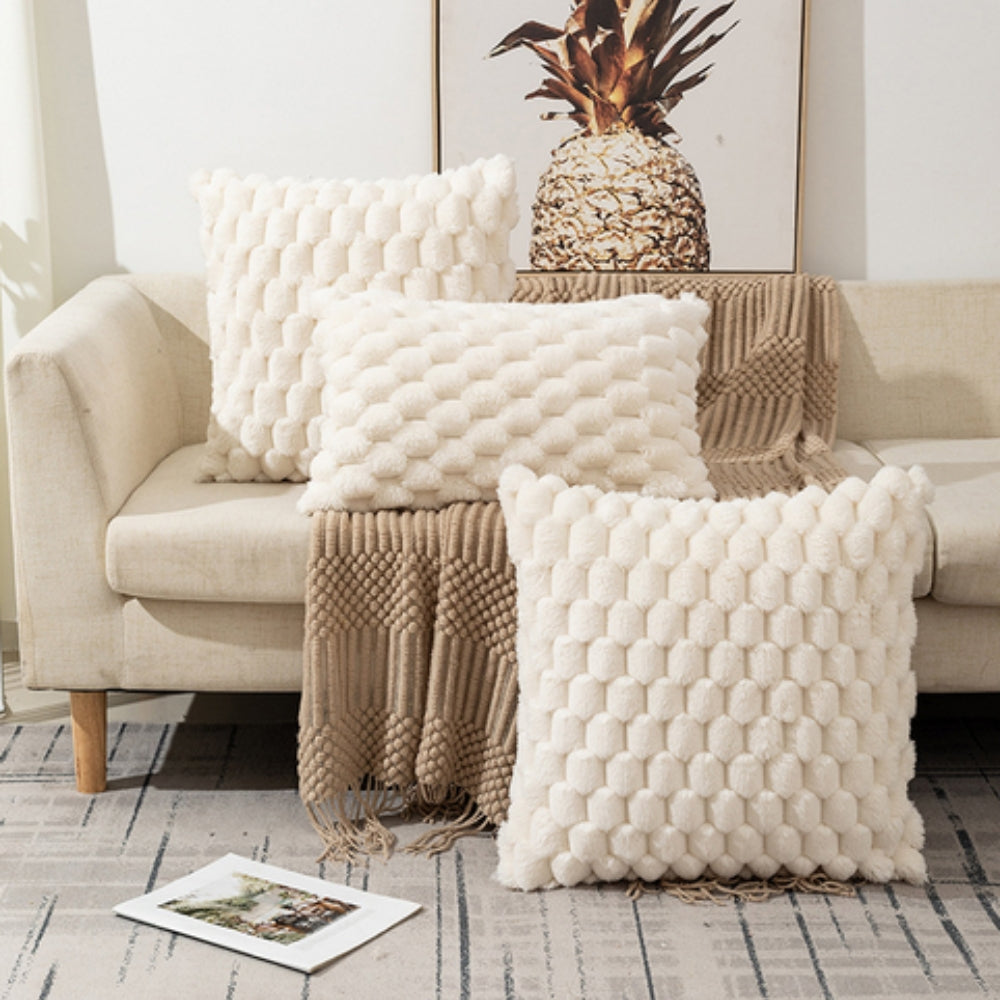 3D Textured Cushion Cover – Soft Cotton and Polyester Pillowcase with Zip Closure