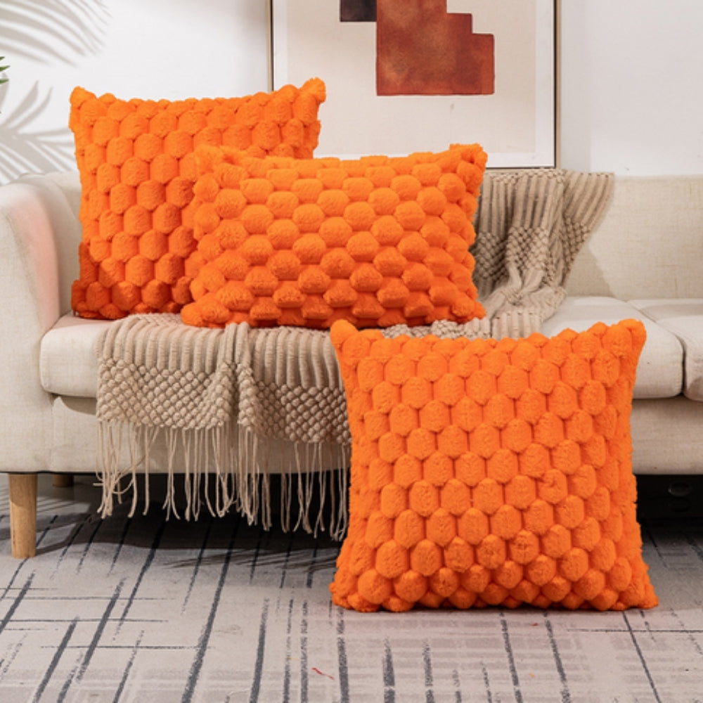 3D Textured Cushion Cover – Soft Cotton and Polyester Pillowcase with Zip Closure