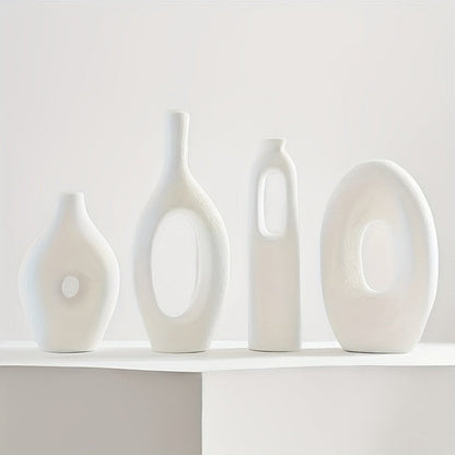 4-Piece Ceramic Vase Set in Boho Style for Decorative Displays