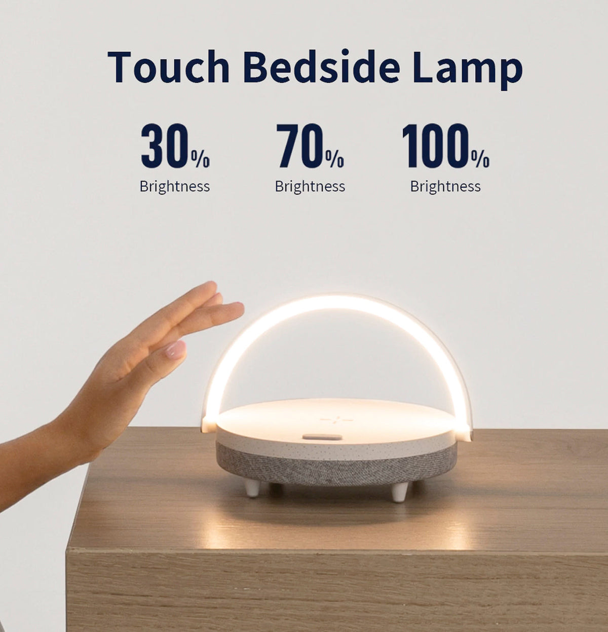4-in-1 Dimmable Bedside Lamp with Wireless Charger and Bluetooth Speaker